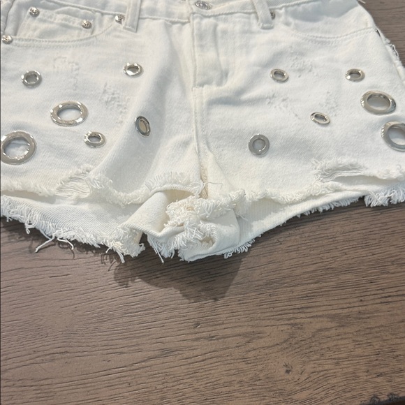 POL White Jean Shorts with Silver Details - Picture 1 of 3